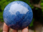 Polished Blue Lazulite Sphere with Wooden Stand x 1 From Madagascar