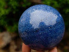 Polished Blue Lazulite Sphere with Wooden Stand x 1 From Madagascar