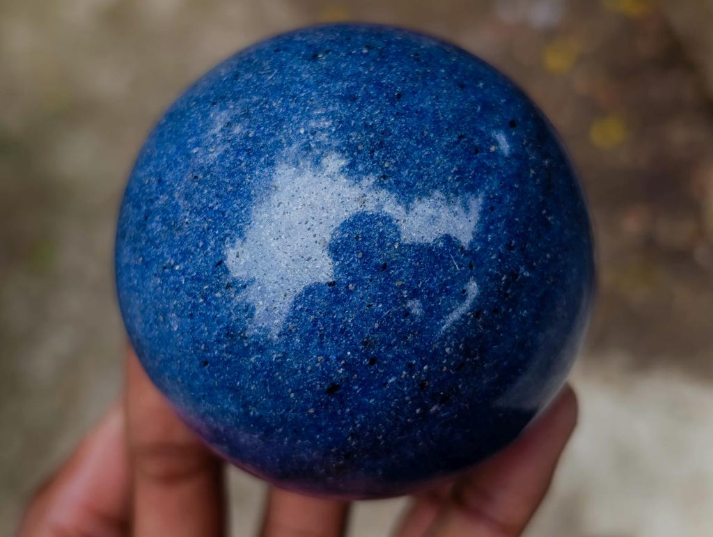 Polished Blue Lazulite Sphere with Wooden Stand x 1 From Madagascar
