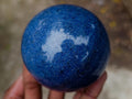 Polished Blue Lazulite Sphere with Wooden Stand x 1 From Madagascar