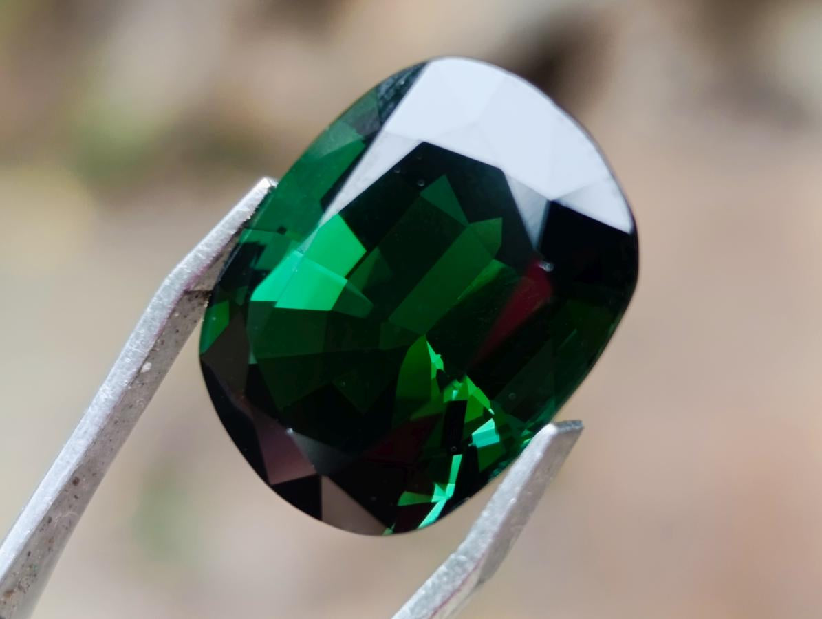 Polished Verdelite Green Tourmaline Cushion Cut Faceted Gemstone x 1 From Karibib, Namibia
