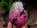 Polished Pink White and Black Banded Rhodonite Gemstone Egg x 1 From Madagascar