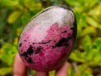 Polished Pink White and Black Banded Rhodonite Gemstone Egg x 1 From Madagascar