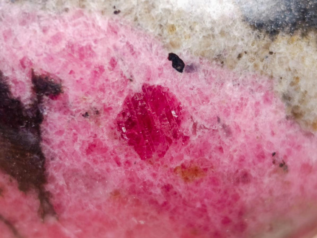 Polished Pink White and Black Banded Rhodonite Gemstone Egg x 1 From Madagascar