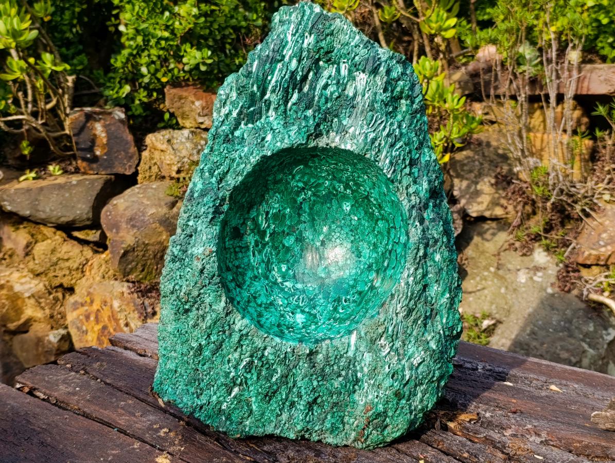 Hand Made Massive and Seriously Impressive Malachite Bowl x 1 From Kasompe, Congo