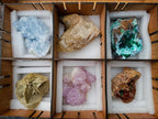 Natural Mixed Collectors Set of 6 African Minerals in a Wooden Display Box x 1 From Southern Africa