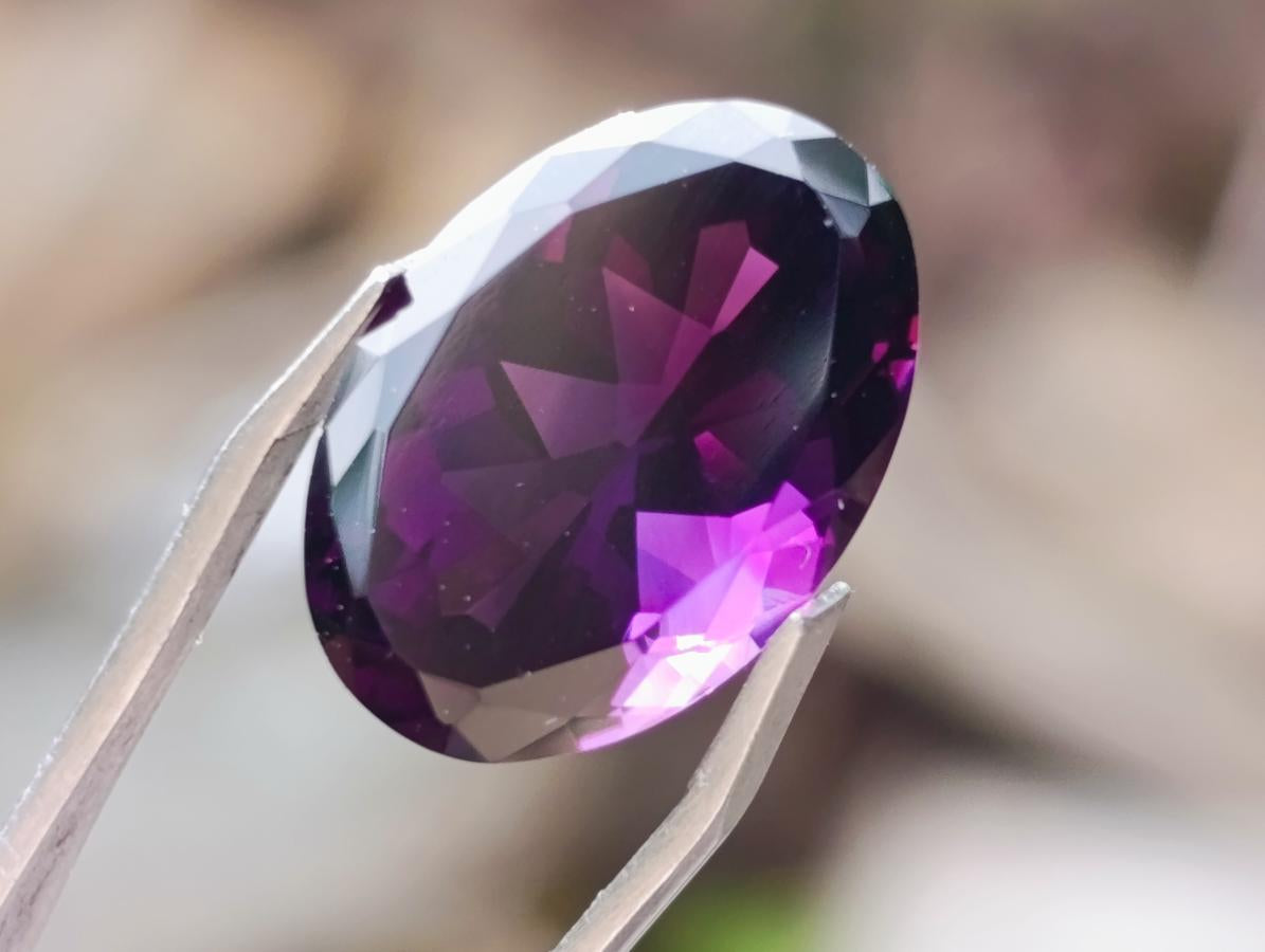 Polished Set of 3 Amethyst Faceted Gemstones x 1 From Zambia