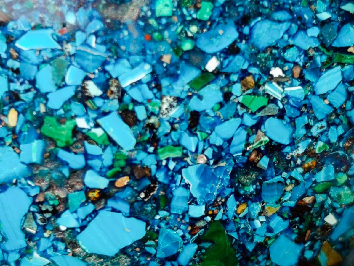 Polished Bright Silica Chrysocolla, Azurite and Malachite Conglomerate Sphere x 1 From Congo