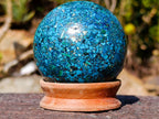 Polished Bright Silica Chrysocolla, Azurite and Malachite Conglomerate Sphere x 1 From Congo
