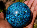 Polished Bright Silica Chrysocolla, Azurite and Malachite Conglomerate Sphere x 1 From Congo