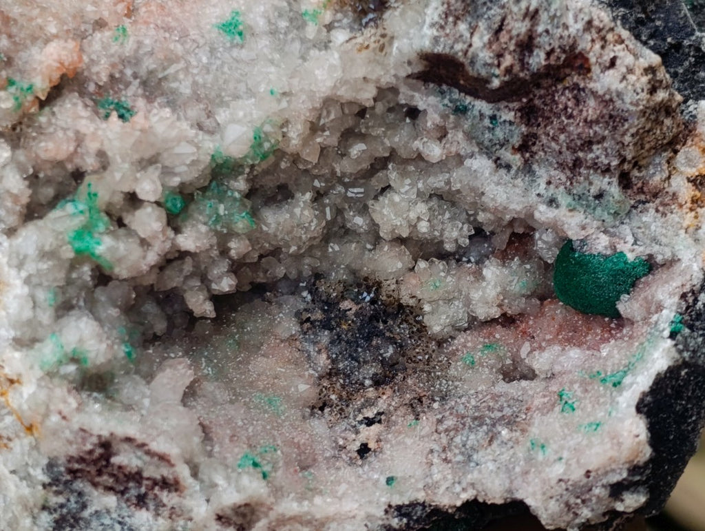 Natural Large Rare Ball Malachite on Quartz and Dolomite Specimen x 1 From Mindingi Mine, Congo