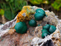 Natural Large Rare Ball Malachite on Quartz and Dolomite Specimen x 1 From Mindingi Mine, Congo