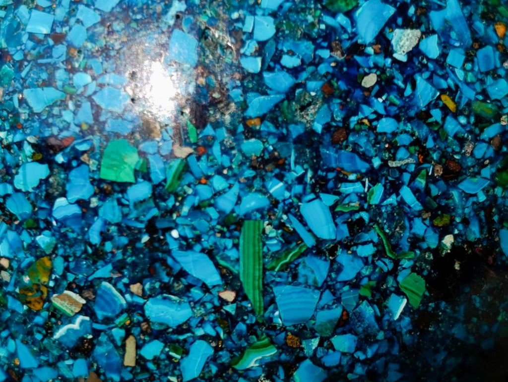 Polished Bright Silica Chrysocolla, Azurite and Malachite Conglomerate Sphere x 1 From Congo