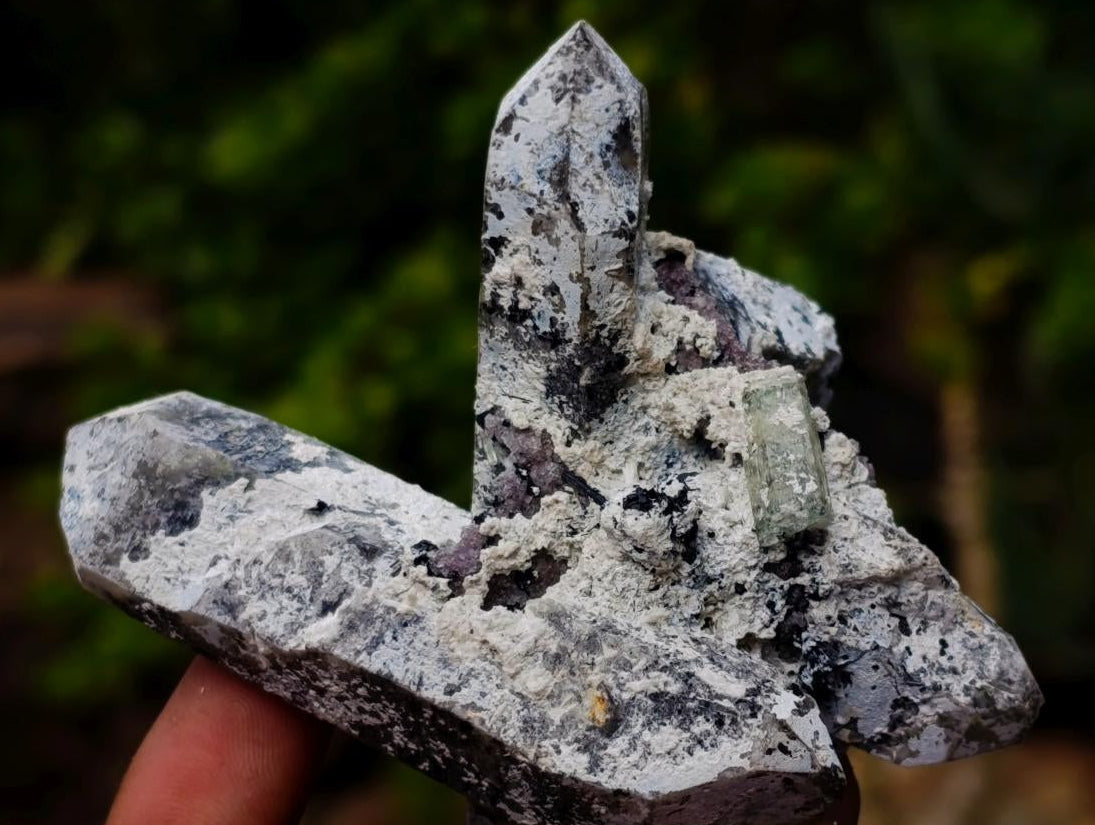 Natural Double Terminated Criss Crossed Smokey Quartz Cluster with Goshenite and Schorl x 1 From Erongo, Namibia