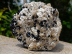Natural Schorl Black Tourmaline Crystals on Feldspar with Fluorescent Hyalite Opal on Top x 1 From Erongo, Namibia