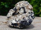 Natural Schorl Black Tourmaline Crystals on Feldspar with Fluorescent Hyalite Opal on Top x 1 From Erongo, Namibia