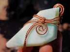 Hand Made Super Rare Blue Smithsonite Aragonite Copper Wire Art Necklace - Sold Per Piece - From Congo