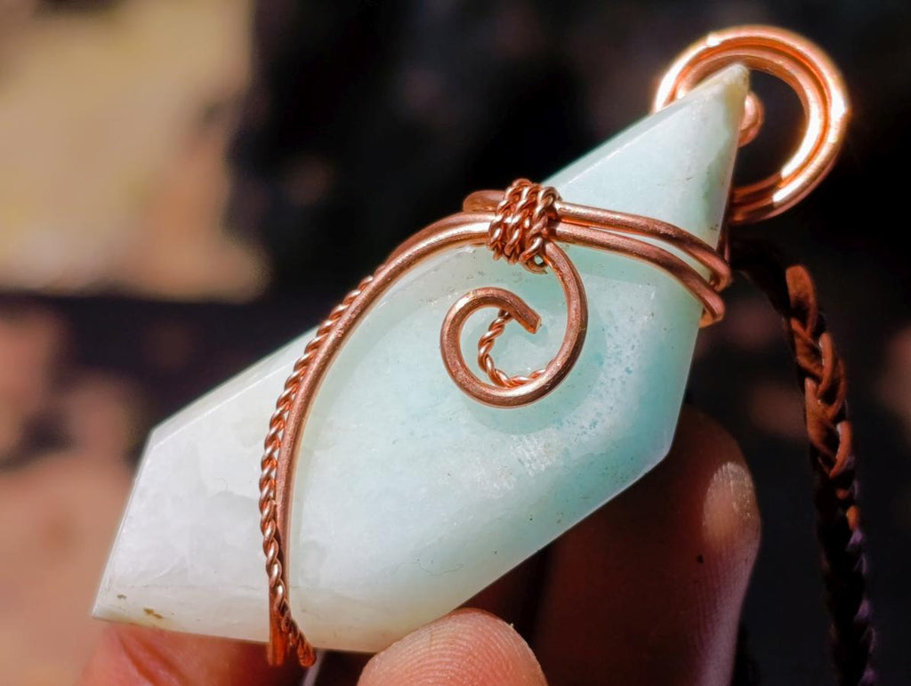 Hand Made Super Rare Blue Smithsonite Aragonite Copper Wire Art Necklace - Sold Per Piece - From Congo