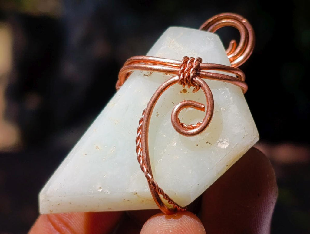 Hand Made Super Rare Blue Smithsonite Aragonite Copper Wire Art Necklace - Sold Per Piece - From Congo