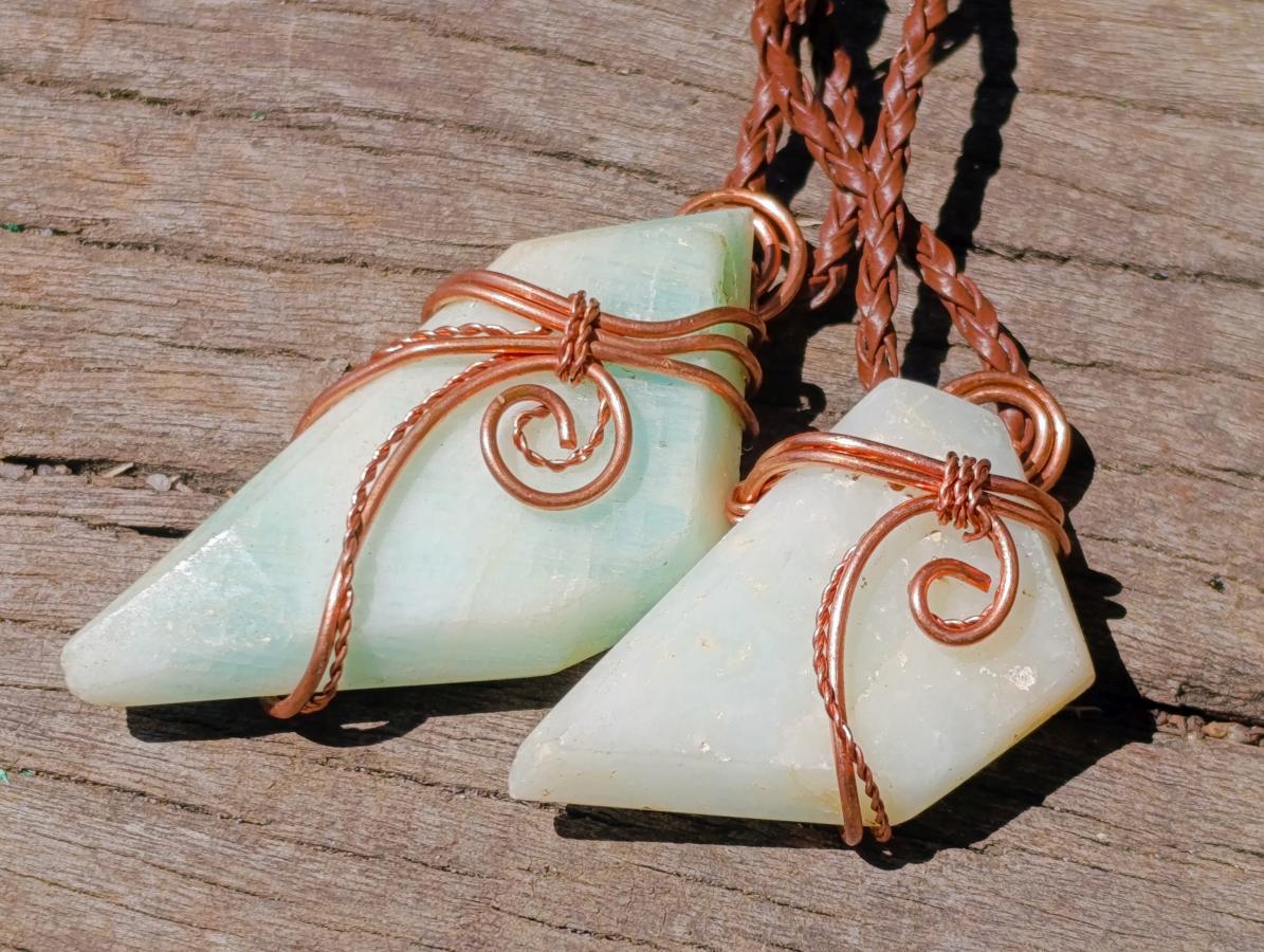 Hand Made Super Rare Blue Smithsonite Aragonite Copper Wire Art Necklace - Sold Per Piece - From Congo