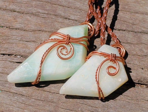Hand Made Super Rare Blue Smithsonite Aragonite Copper Wire Art Necklace - Sold Per Piece - From Congo