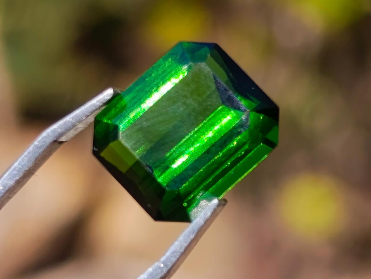Polished Set of 3 Verdelite Green Tourmaline Faceted Stones x 1 From Karibib, Namibia