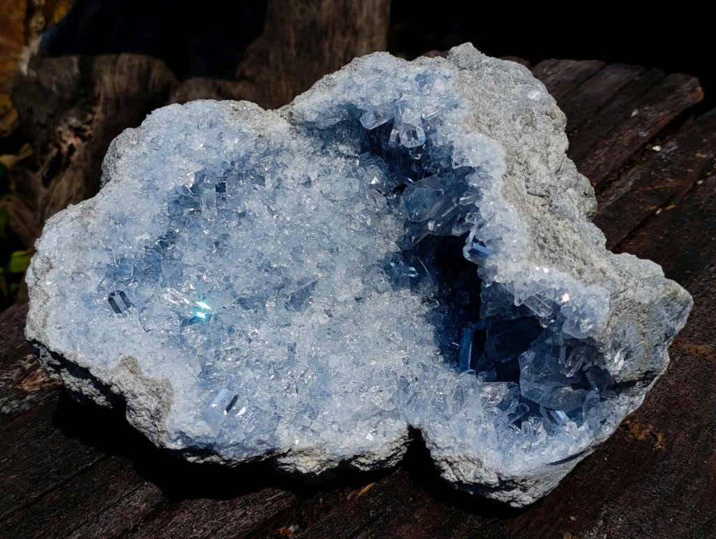 Natural Acicular Prismatic Blue Celestite XL Geode Specimen x 1 From Sakoany, Madagascar