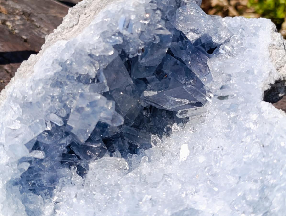 Natural Acicular Prismatic Blue Celestite XL Geode Specimen x 1 From Sakoany, Madagascar