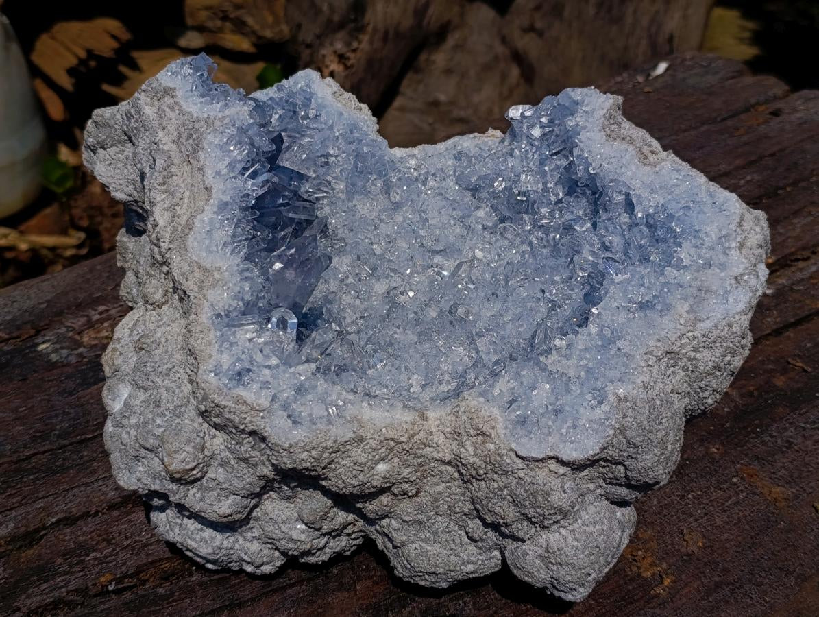 Natural Acicular Prismatic Blue Celestite XL Geode Specimen x 1 From Sakoany, Madagascar