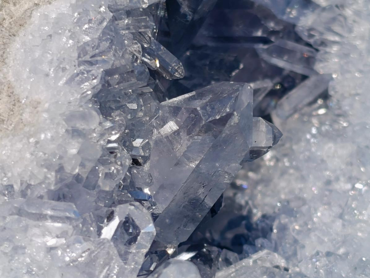 Natural Acicular Prismatic Blue Celestite XL Geode Specimen x 1 From Sakoany, Madagascar