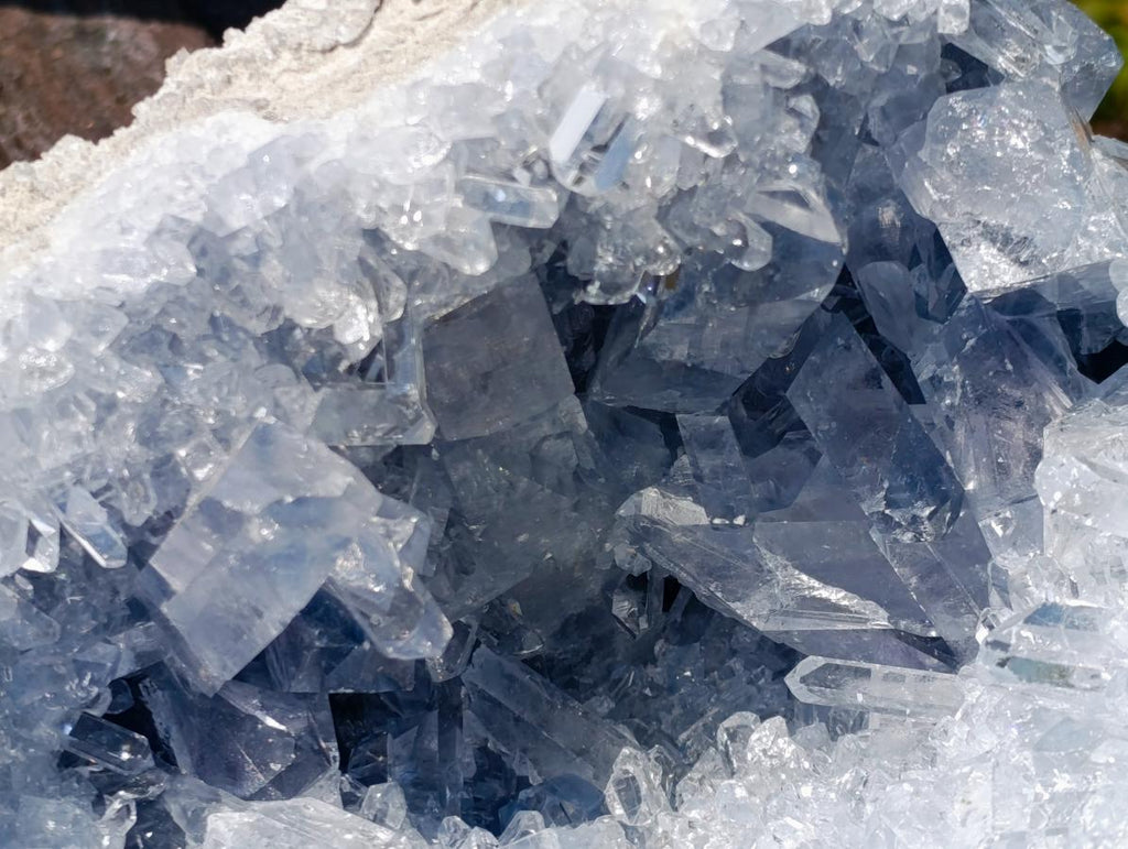 Natural Acicular Prismatic Blue Celestite XL Geode Specimen x 1 From Sakoany, Madagascar