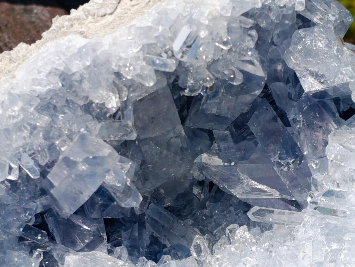 Natural Acicular Prismatic Blue Celestite XL Geode Specimen x 1 From Sakoany, Madagascar