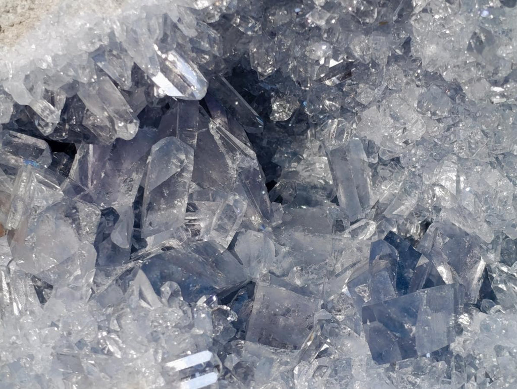 Natural Acicular Prismatic Blue Celestite XL Geode Specimen x 1 From Sakoany, Madagascar