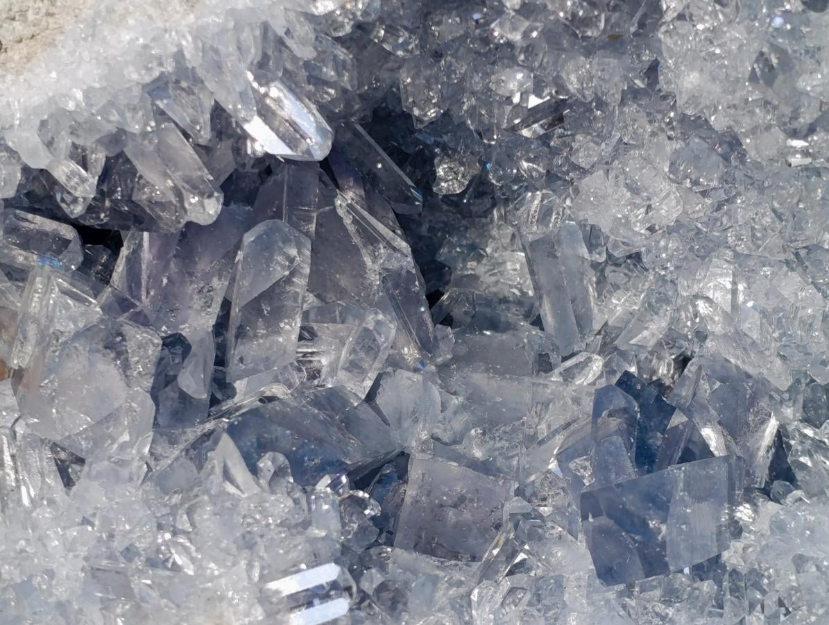 Natural Acicular Prismatic Blue Celestite XL Geode Specimen x 1 From Sakoany, Madagascar