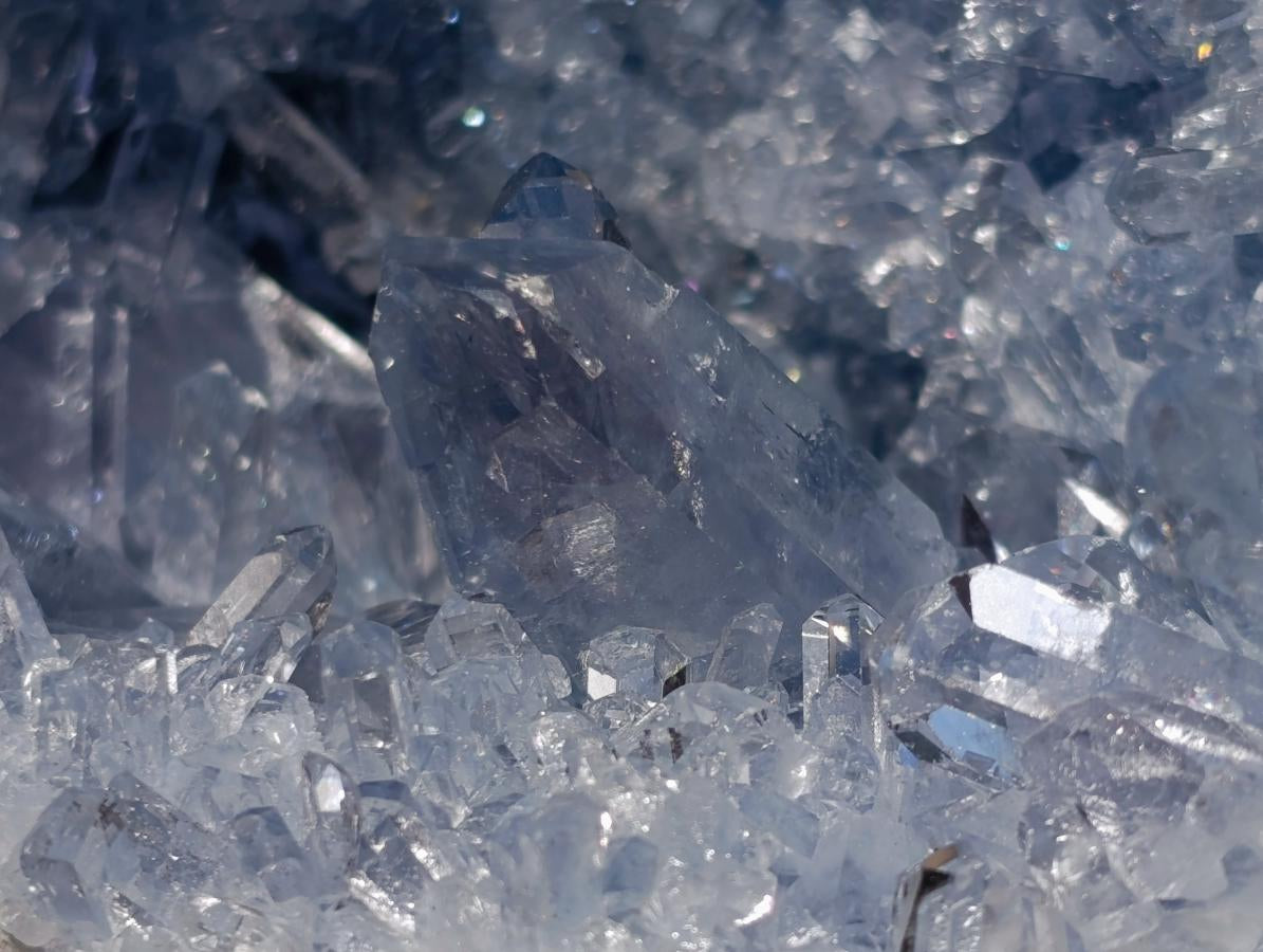 Natural Acicular Prismatic Blue Celestite XL Geode Specimen x 1 From Sakoany, Madagascar