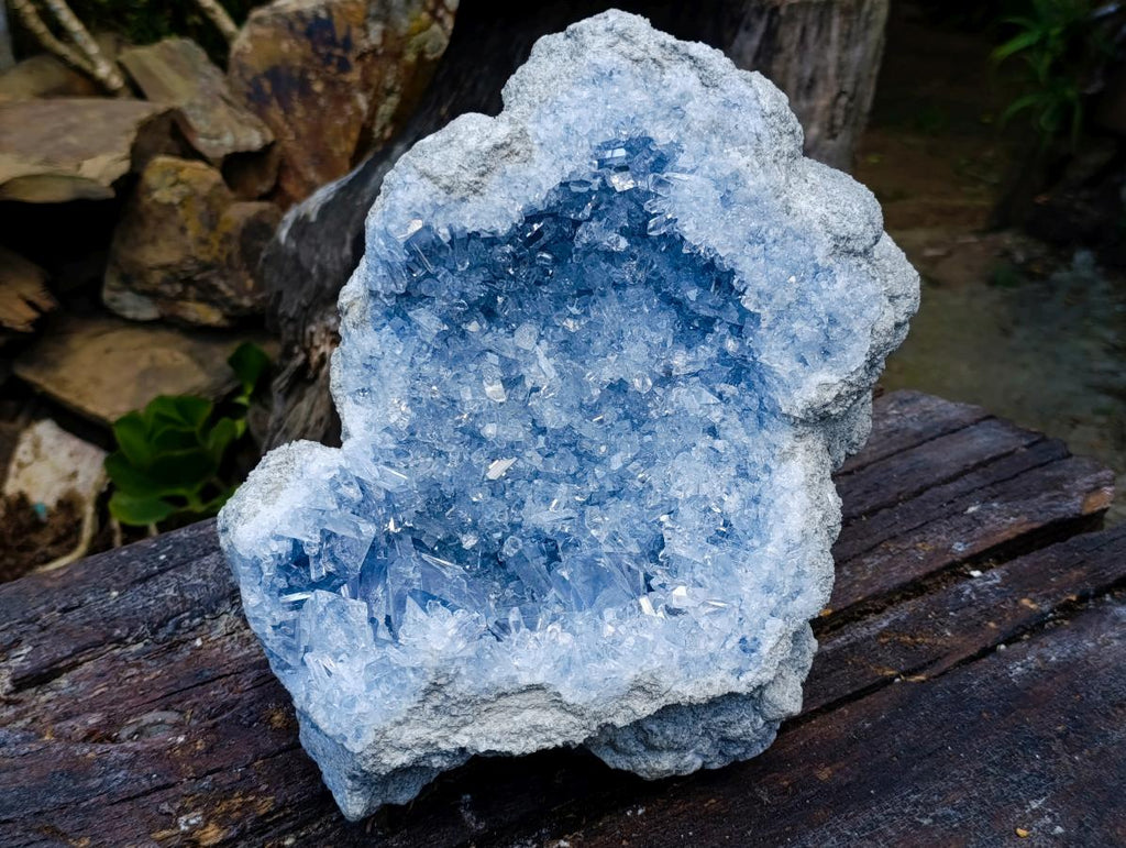 Natural Acicular Prismatic Blue Celestite XL Geode Specimen x 1 From Sakoany, Madagascar