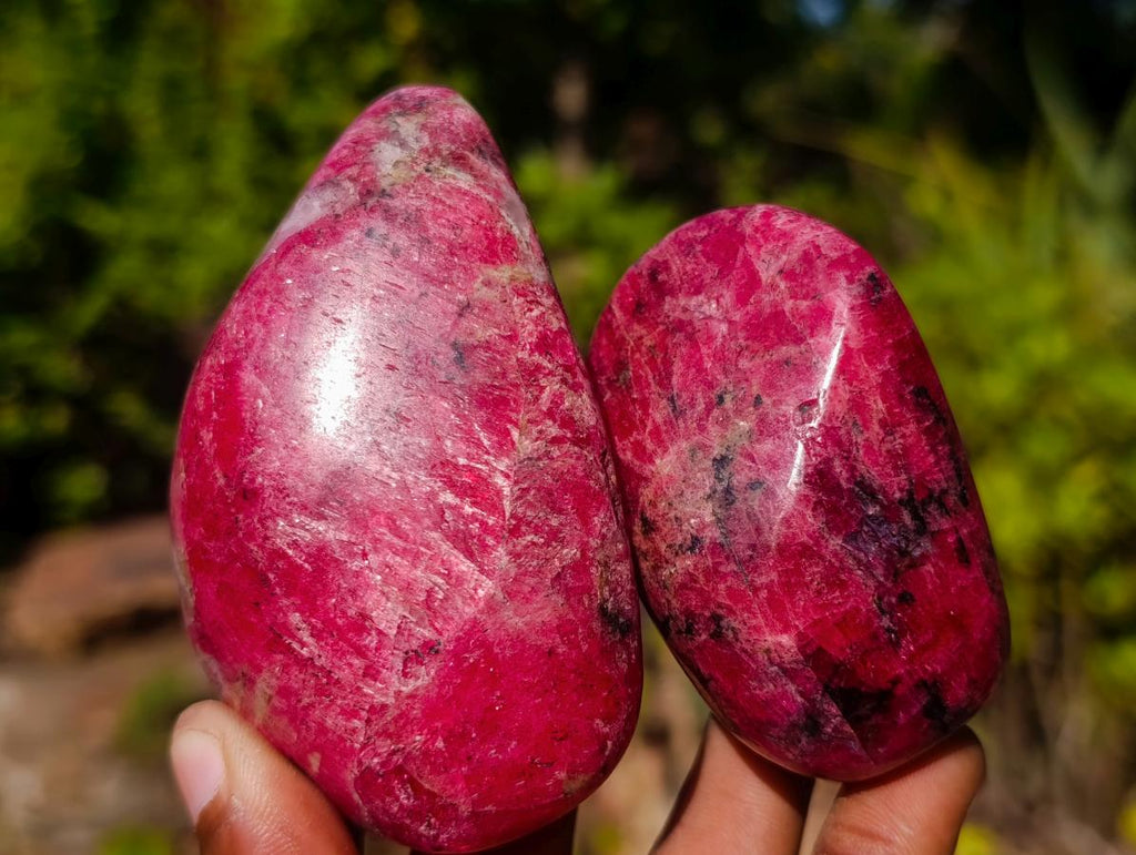 Polished Pair of Rare Red Rhodesian Rhodonite Display Free Forms x 1 From Rhusinga, Zimbabwe
