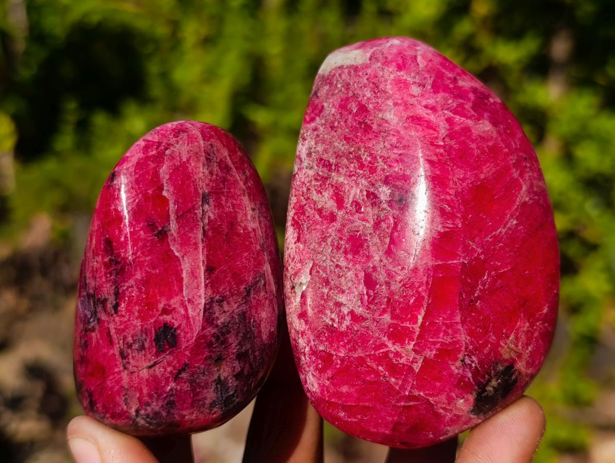 Polished Pair of Rare Red Rhodesian Rhodonite Display Free Forms x 1 From Rhusinga, Zimbabwe