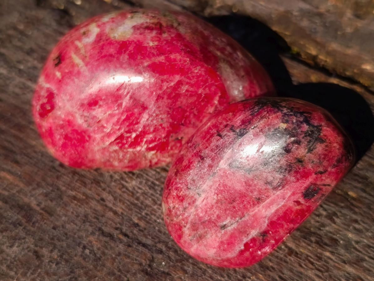 Polished Pair of Rare Red Rhodesian Rhodonite Display Free Forms x 1 From Rhusinga, Zimbabwe