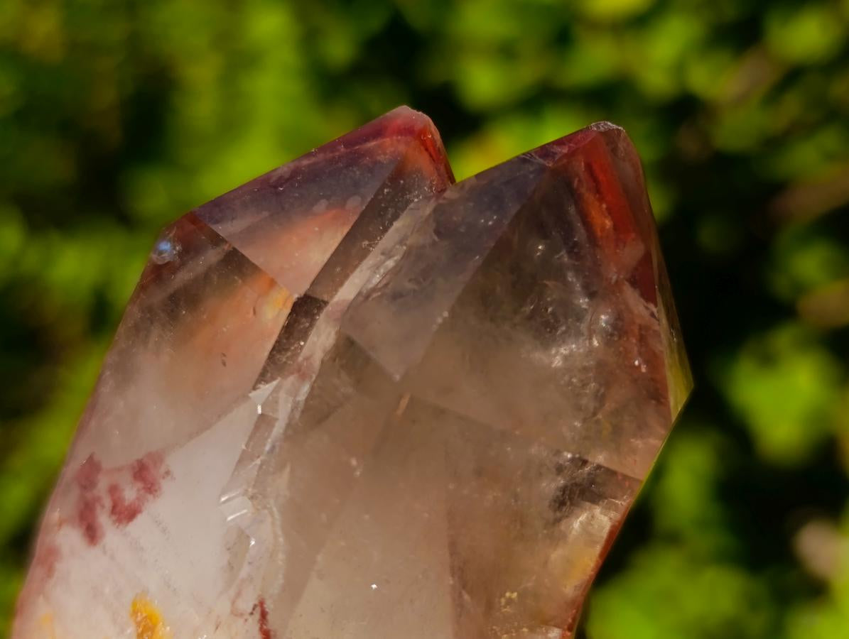 Natural Twin Red and White Phantom Centred Hematoid Quartz x 1 From Karoi, Zimbabwe