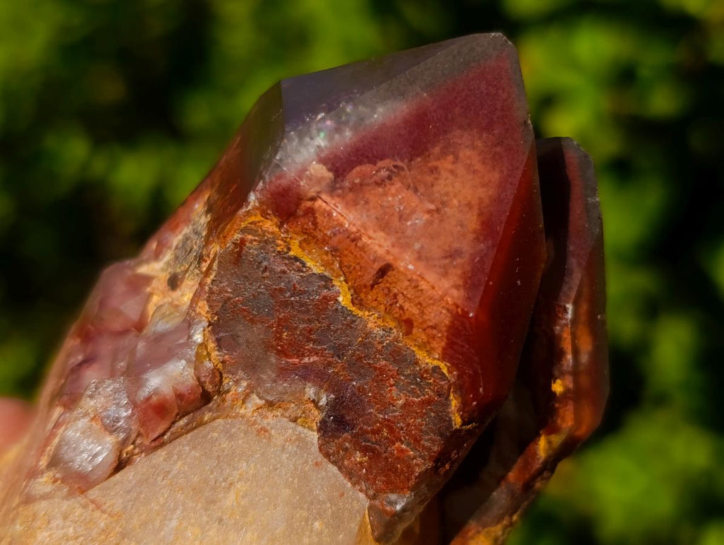 Natural Twin Red and White Phantom Centred Hematoid Quartz x 1 From Karoi, Zimbabwe