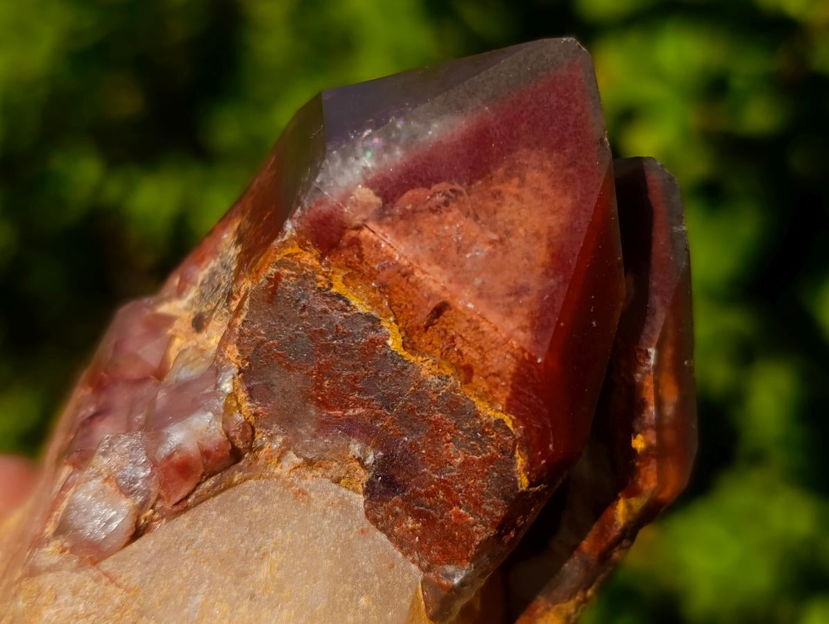 Natural Twin Red and White Phantom Centred Hematoid Quartz x 1 From Karoi, Zimbabwe