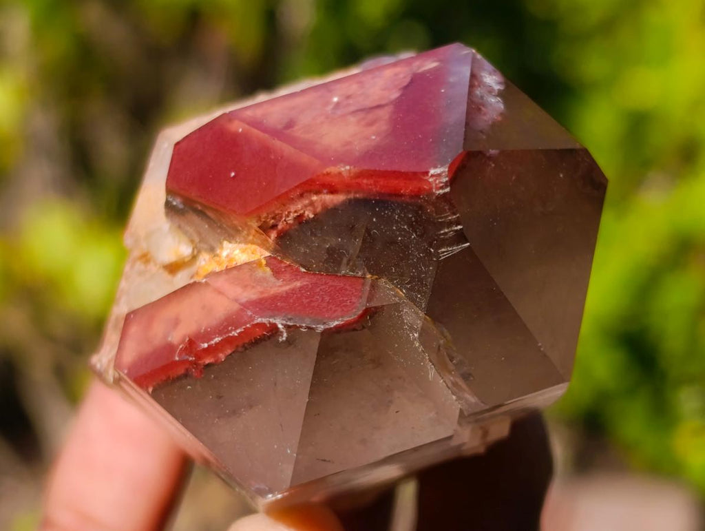Natural Twin Red and White Phantom Centred Hematoid Quartz x 1 From Karoi, Zimbabwe