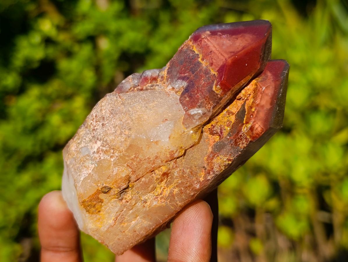 Natural Twin Red and White Phantom Centred Hematoid Quartz x 1 From Karoi, Zimbabwe