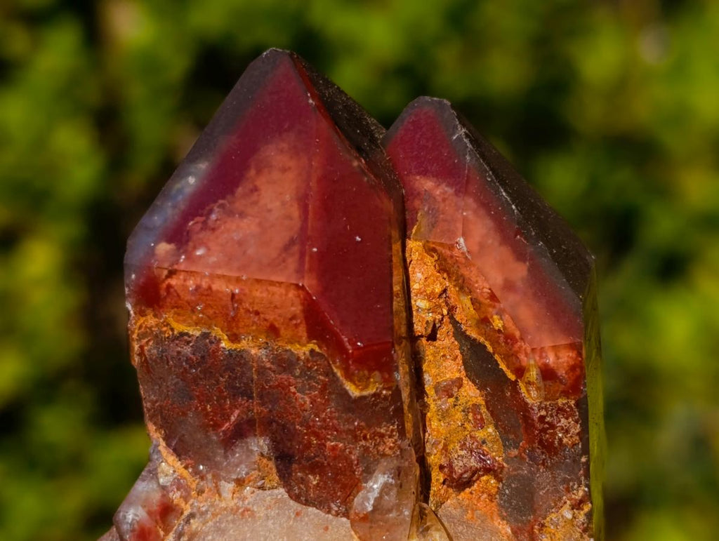 Natural Twin Red and White Phantom Centred Hematoid Quartz x 1 From Karoi, Zimbabwe