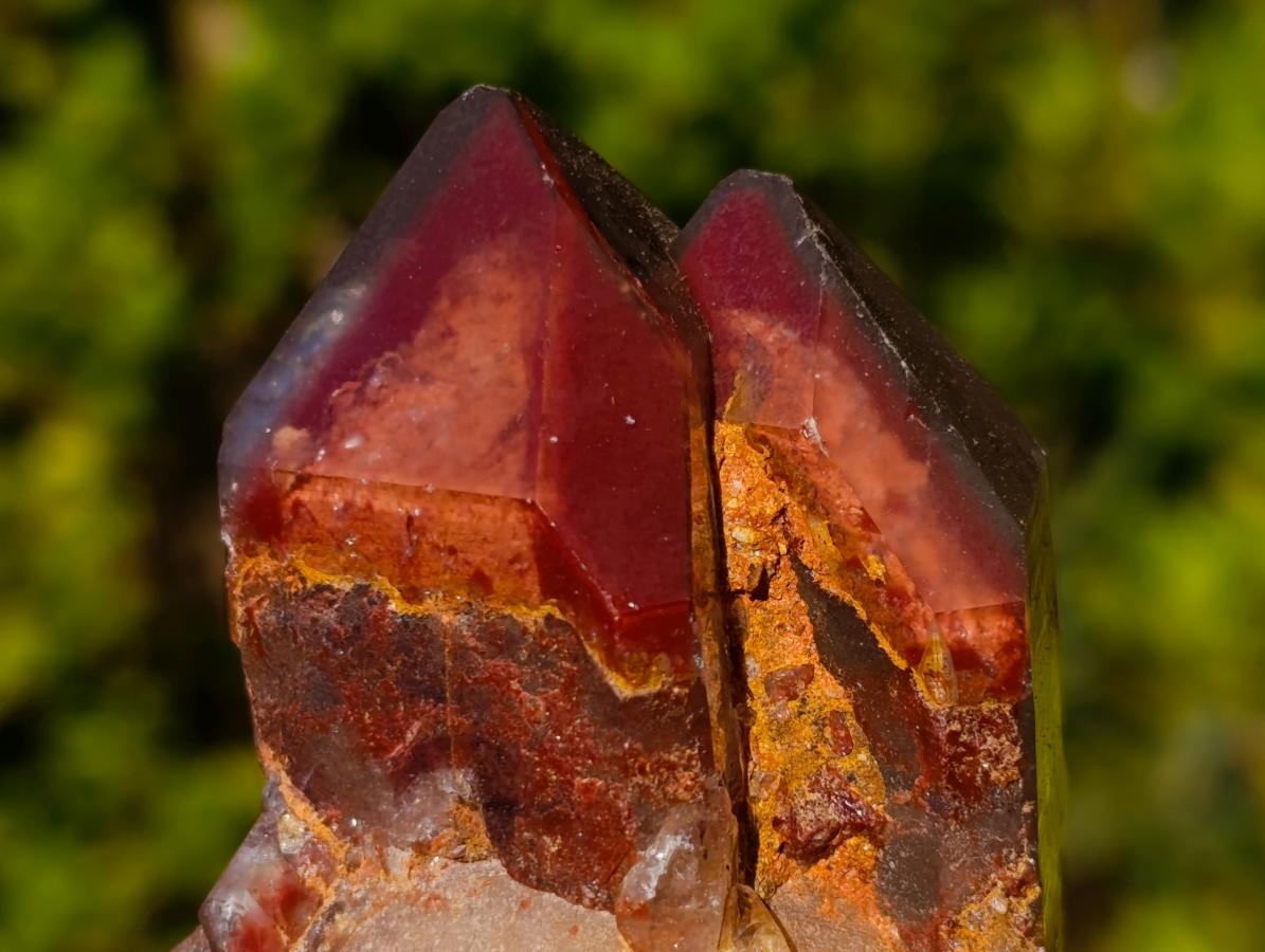 Natural Twin Red and White Phantom Centred Hematoid Quartz x 1 From Karoi, Zimbabwe