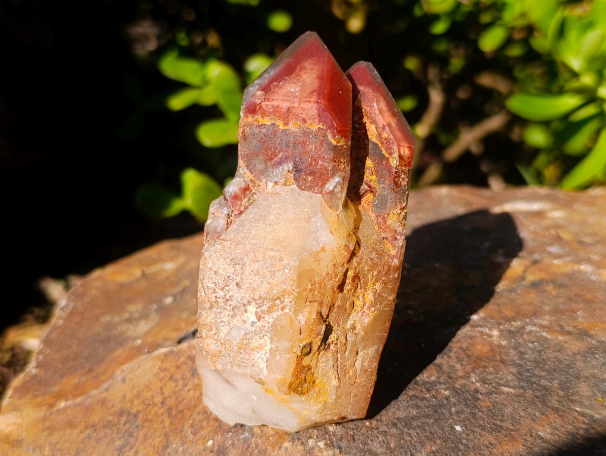 Natural Twin Red and White Phantom Centred Hematoid Quartz x 1 From Karoi, Zimbabwe
