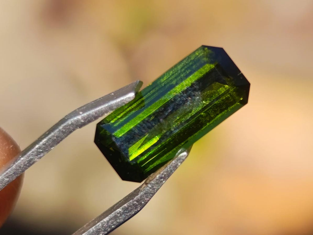 Polished Set of 3 Elongated Verdelite Green Tourmaline Faceted Stones x 1 From Karibib, Namibia