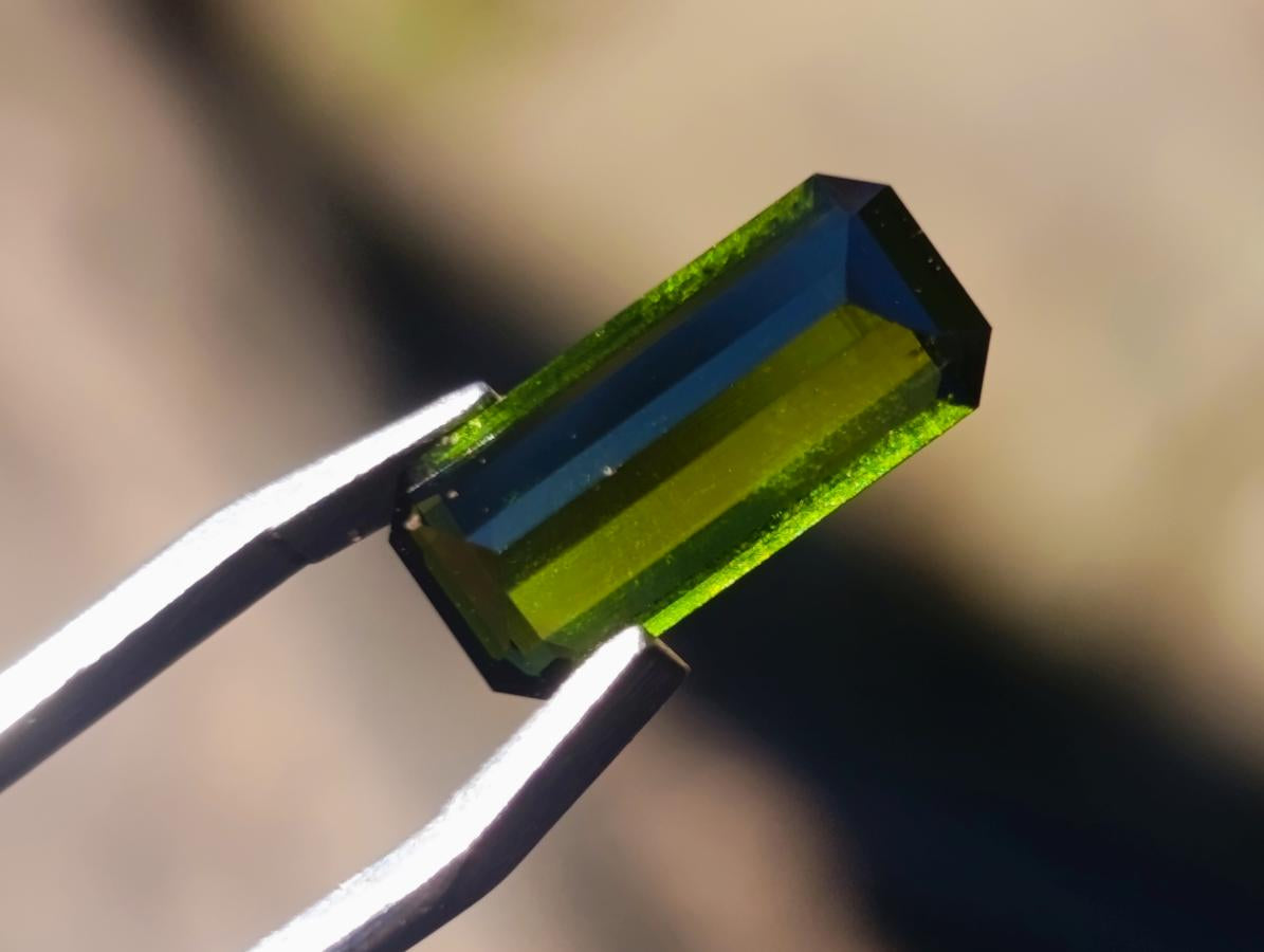 Polished Set of 3 Elongated Verdelite Green Tourmaline Faceted Stones x 1 From Karibib, Namibia