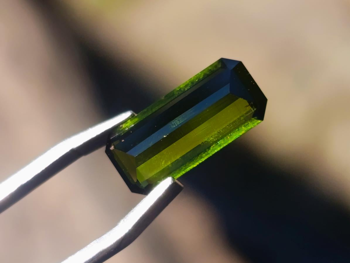 Polished Set of 3 Elongated Verdelite Green Tourmaline Faceted Stones x 1 From Karibib, Namibia